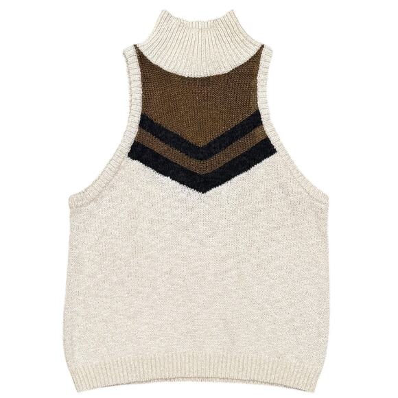 Caroline Constas Mock Neck Sleeveless Knit Lurex Sweater - Picture 2 of 7